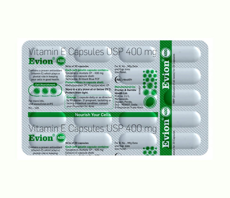 Evion 400 Vitamin E Capsule Strip 1