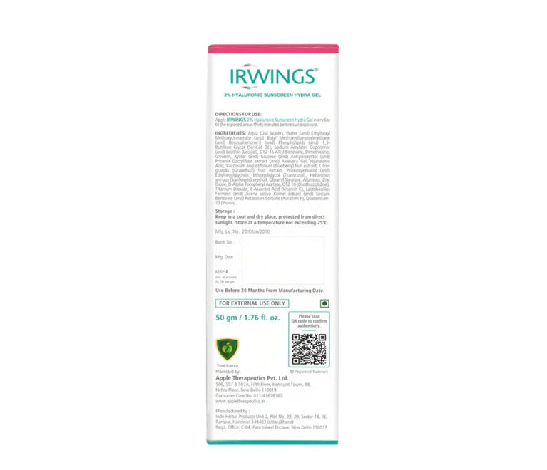 Irwings 2% Hyaluronic Acid Sunscreen Hydra Gel