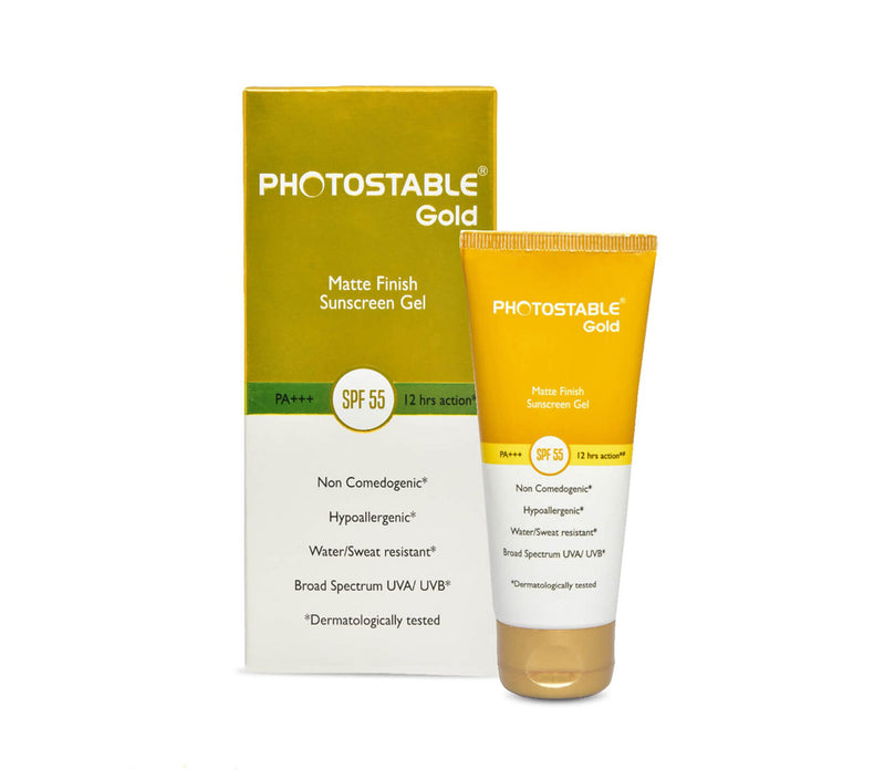 Photostable Gold Matte Finish Sunscreen Gel