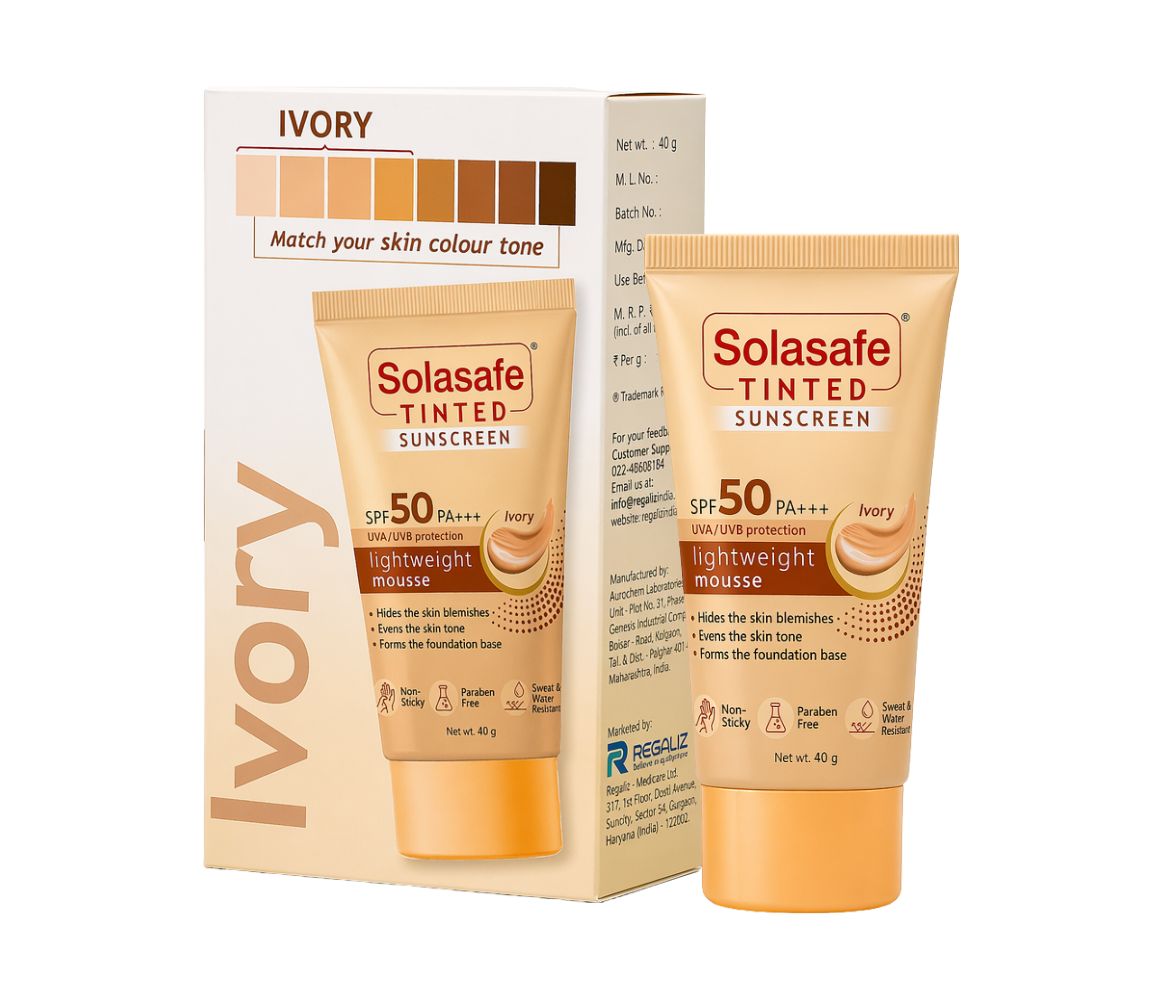 Solasafe Tinted Lightweight Mousse Sunscreen SPF 50 PA+++ (Ivory)
