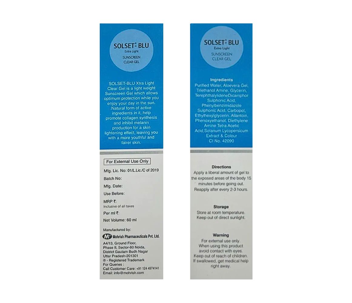 Solset Solset-Blu Extra Light Sunscreen Clear Gel SPF 30 PA+++