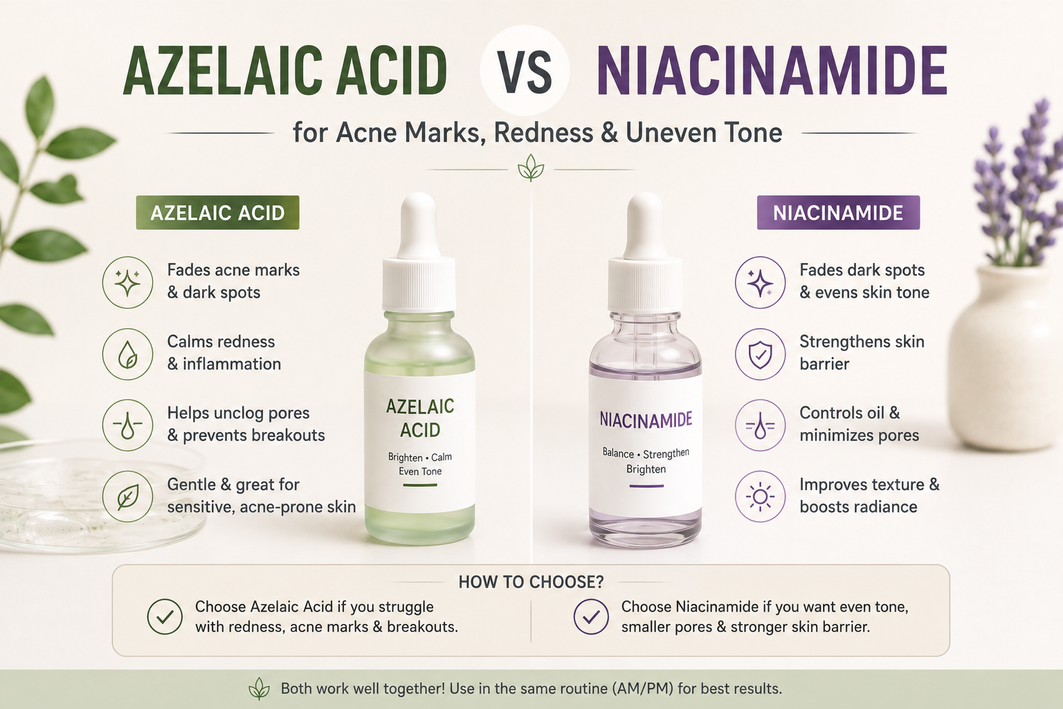 Azelaic Acid vs Niacinamide for Acne Marks Redness and Uneven Tone
