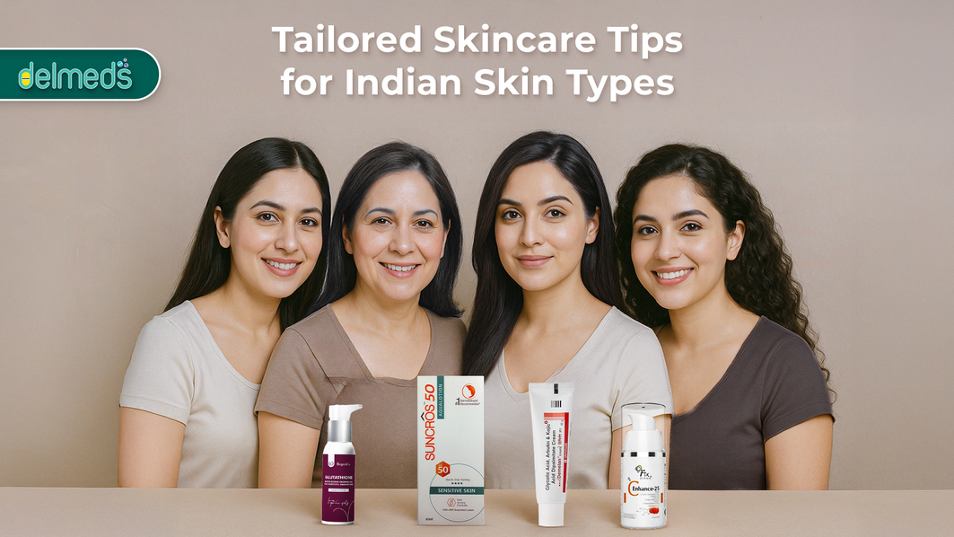 Indian women with glowing skin using dermatologist-recommended skincare products for Indian skin types