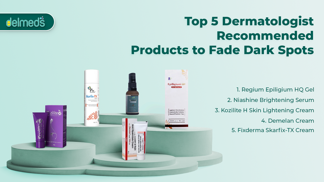Best products for dark spots by DelMeds on podium