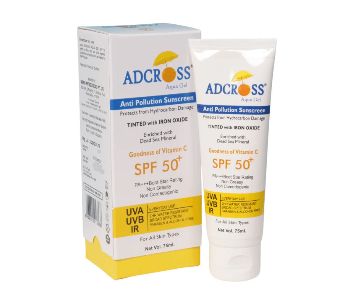 Adonis Adcross SPF 50+ Aqua Sunscreen Gel Tinted with Iron Oxide