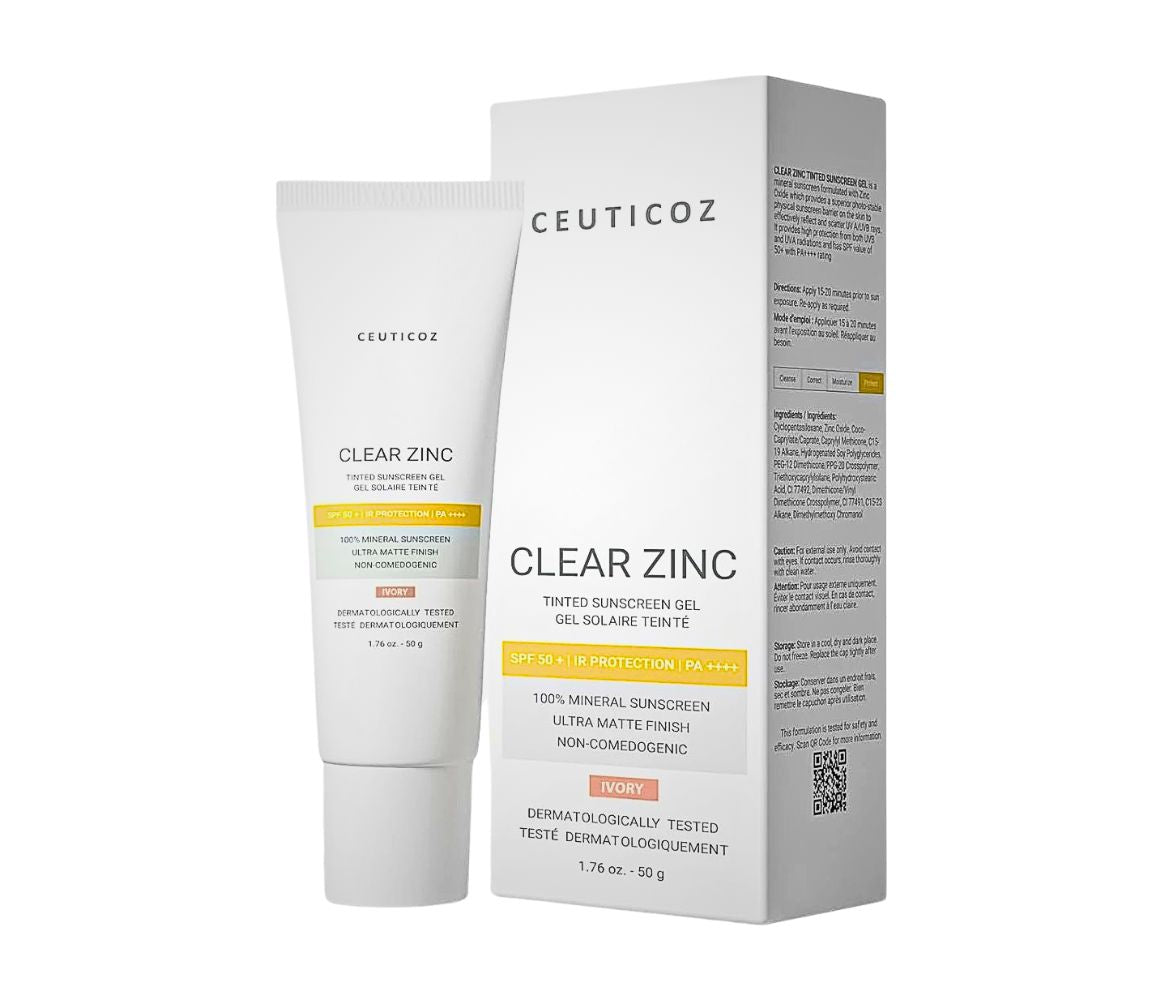 Ceuticoz Clear Zinc Tinted Sunscreen gel, Ivory