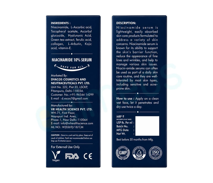D'VACOS Niacinamide 10% Face Serum