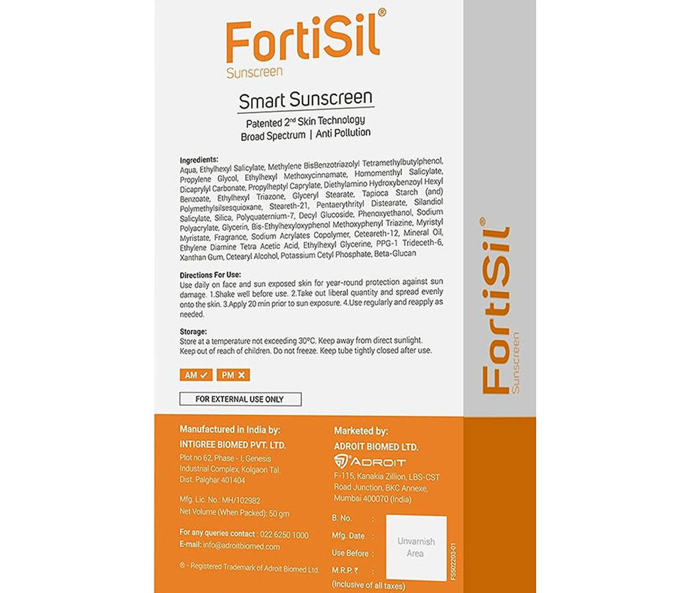 Fortisil Smart SPF 50 PA+++ Sunscreen