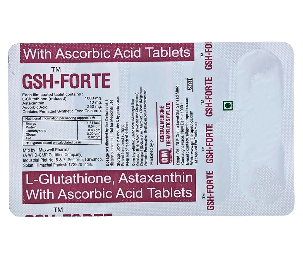 glutathione forte tablet GSH-Forte Tablet – DelMeds.com