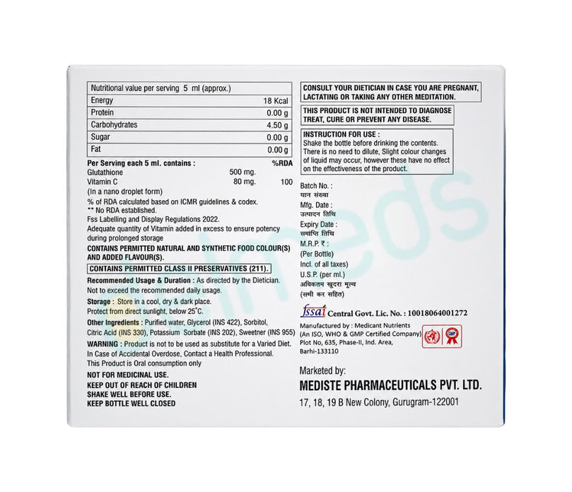 rda of glutathione Buy Vlado's Himalayan Organics L-Glutathione Reduced + With Hyaluronic Acid Tablets Online Glucy Shot Glutathione with Vitamin