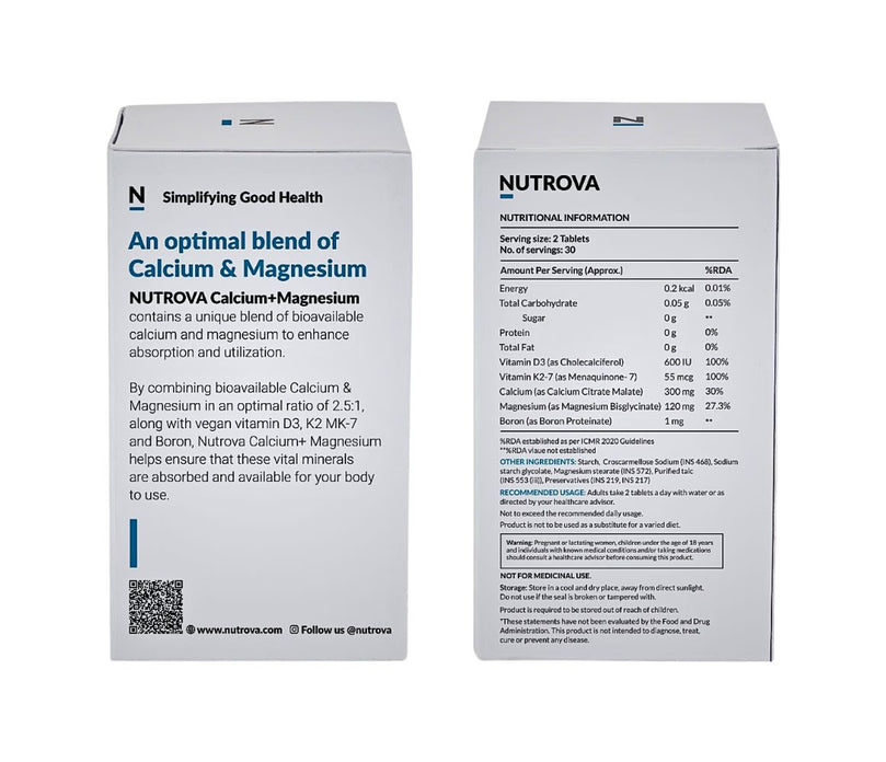 Nutrova Calcium + Magnesium Health Supplement Tablet