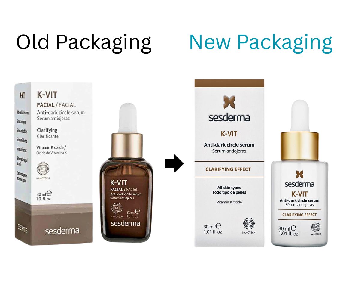 Comparison of old and new packaging for Sesderma K-VIT serum