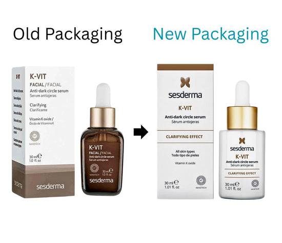 Comparison of old and new packaging for Sesderma K-VIT serum