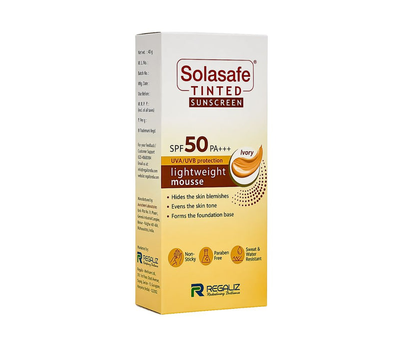 Solasafe Tinted Lightweight Mousse Sunscreen SPF 50 PA+++ (Ivory)